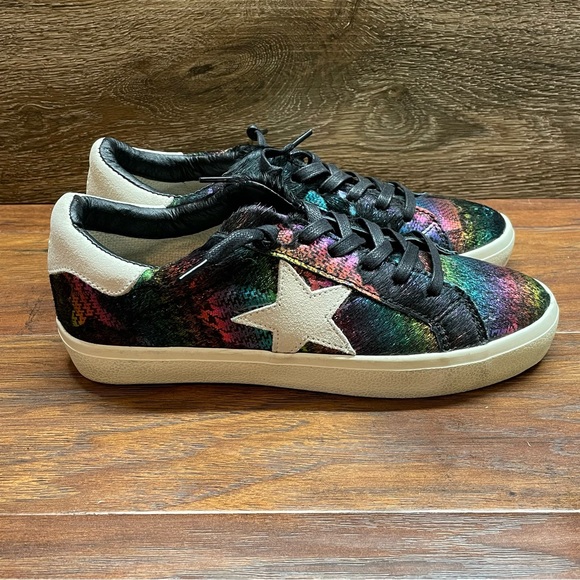 Vintage Havana Shoes - Vintage Havana Womens Sneakers Shoes Black White Rainbow Low Top Lace Up 5.5 M